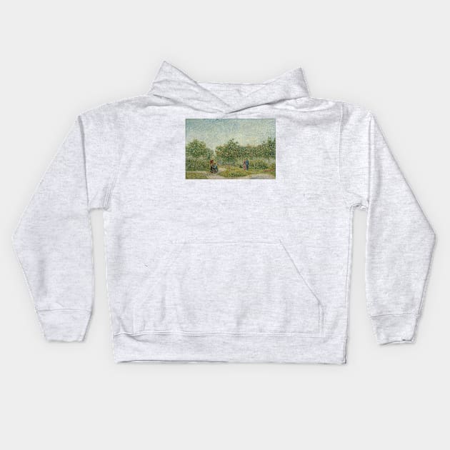 Garden with Courting Couples - Vincent van Gogh Kids Hoodie by KargacinArt